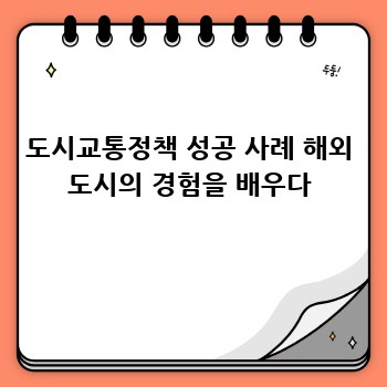 도시교통정책 성공 사례 해외 도시의 경험을 배우다